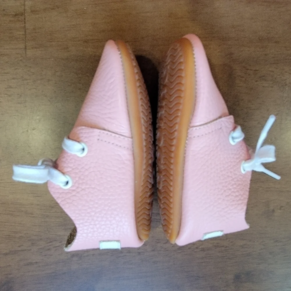 Ella Bonna Pink Baby Shoes Leather Rubber Soles Moccasins Loafers Girl Size 5.5